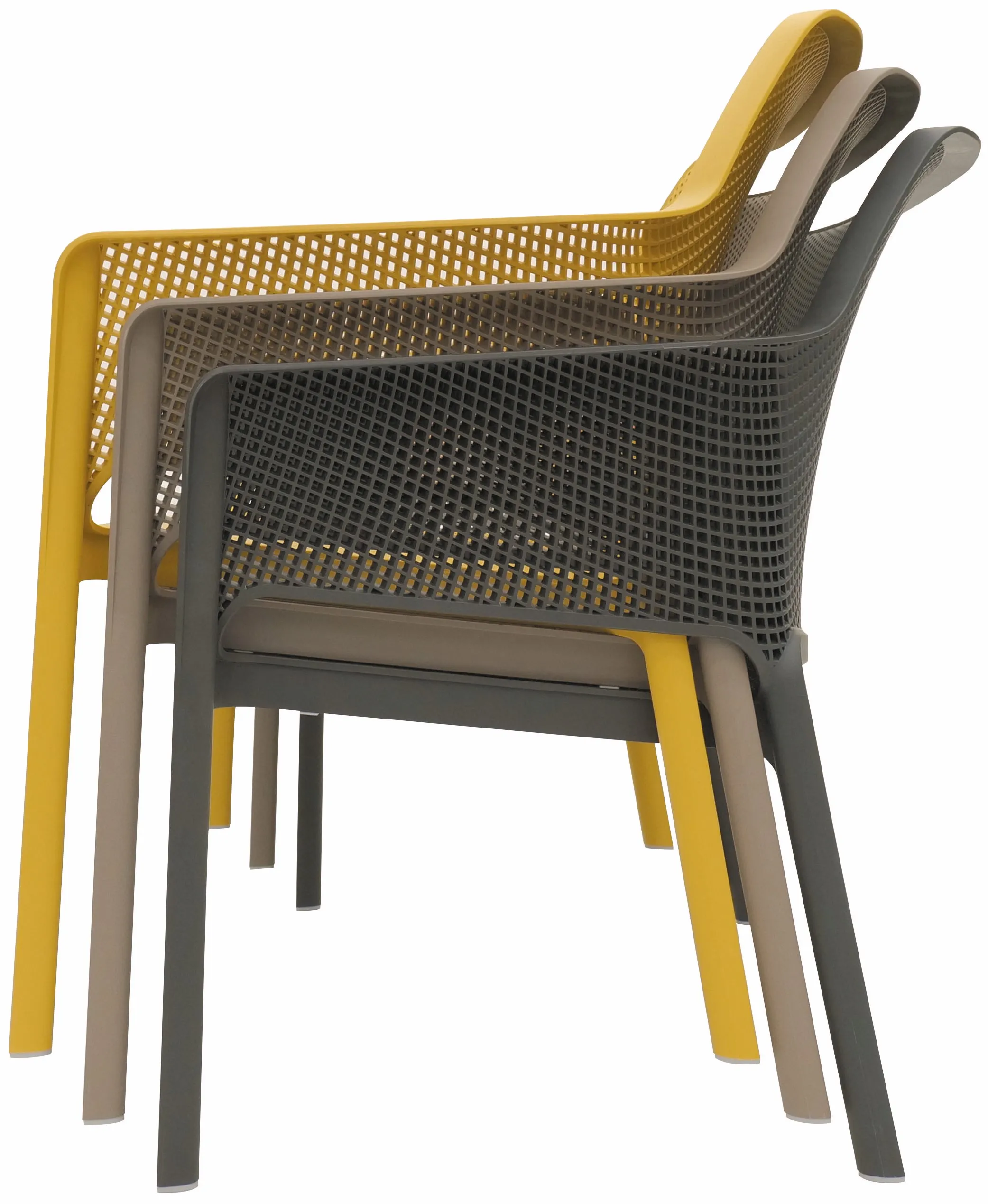 ガーデンメッシュチェア（肘付）イエロー