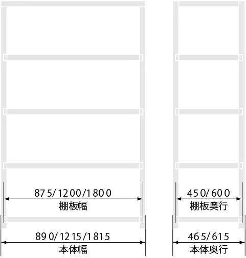 軽量スチールラックW1215×D615×H1898（キャスター付）