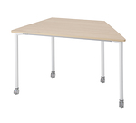 台形デスクキャスター付（ホワイトオーク）