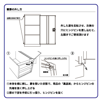 片開き書庫 H880（左右付替可能扉）