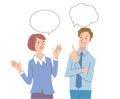 相談している男女の画像