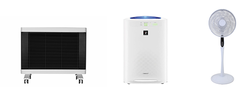 扇風機や加湿器、暖房機器などのシーズン商品。